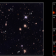 The galaxies are invisible to Hubble (left) but not to ALMA (right).
